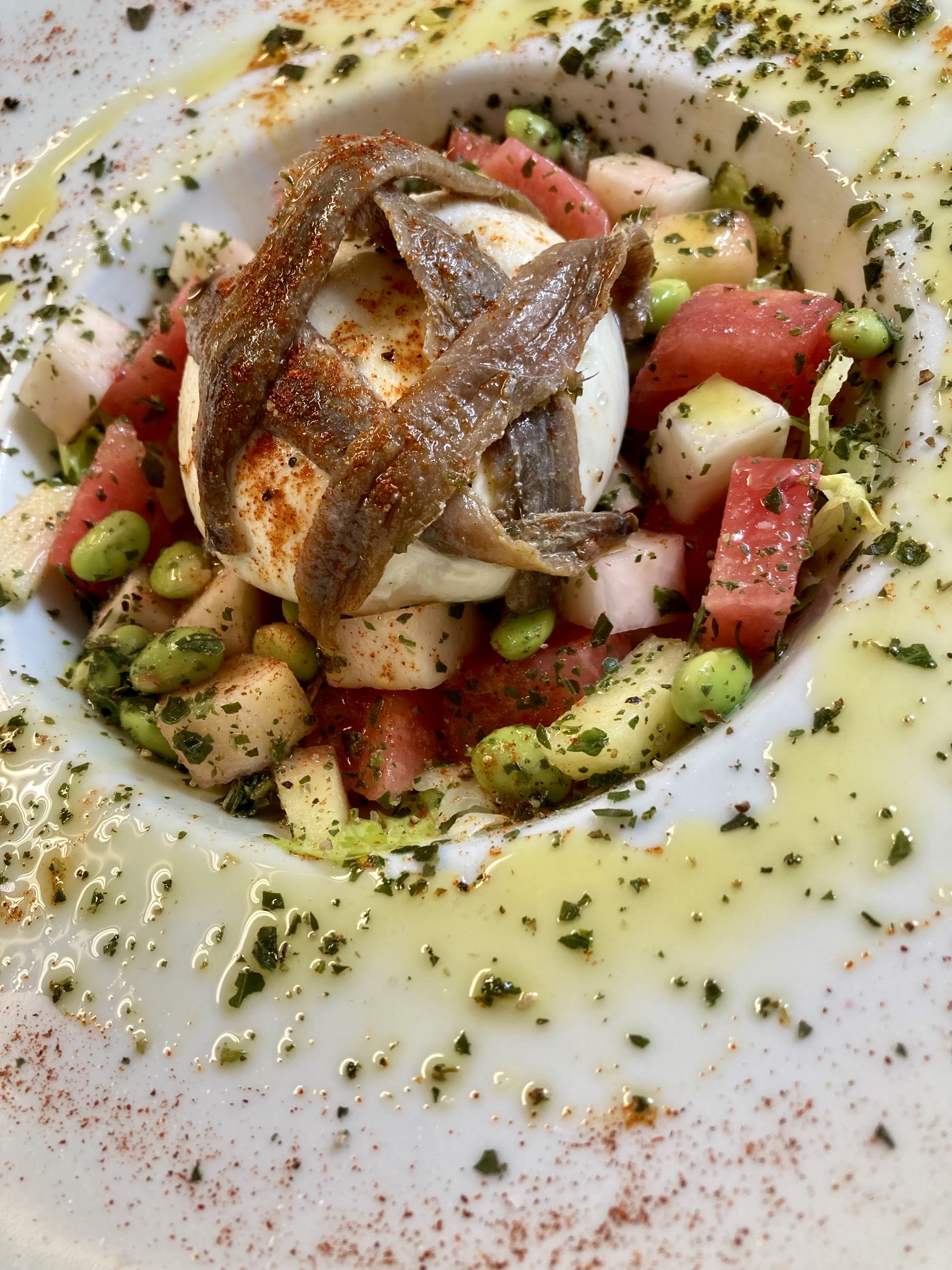 Insalata di acciughe e edamame